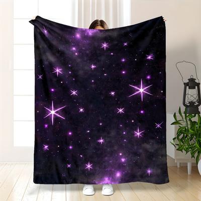 Lucky Purple Star Blanket - Soft Flannel Gaming Room Throw