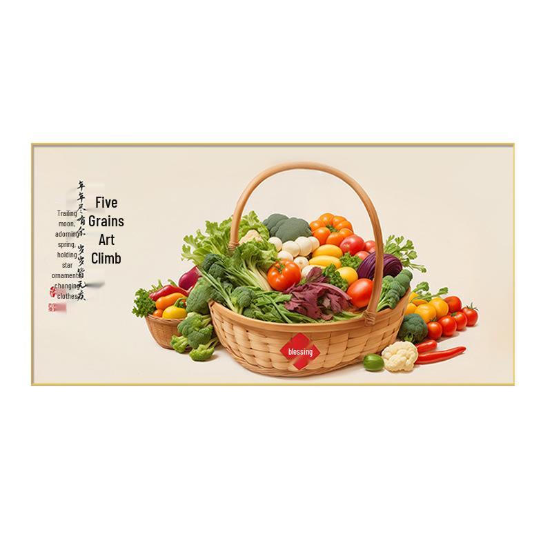 2025 Abundant Harvest Embroidery: Five Grains Cross Stitch for Home Living Room Décor, New Style Atmospheric Plant DIY