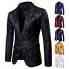 Men's Plus Size Court Style Dark Pattern Single Button Slim Fit Jacket