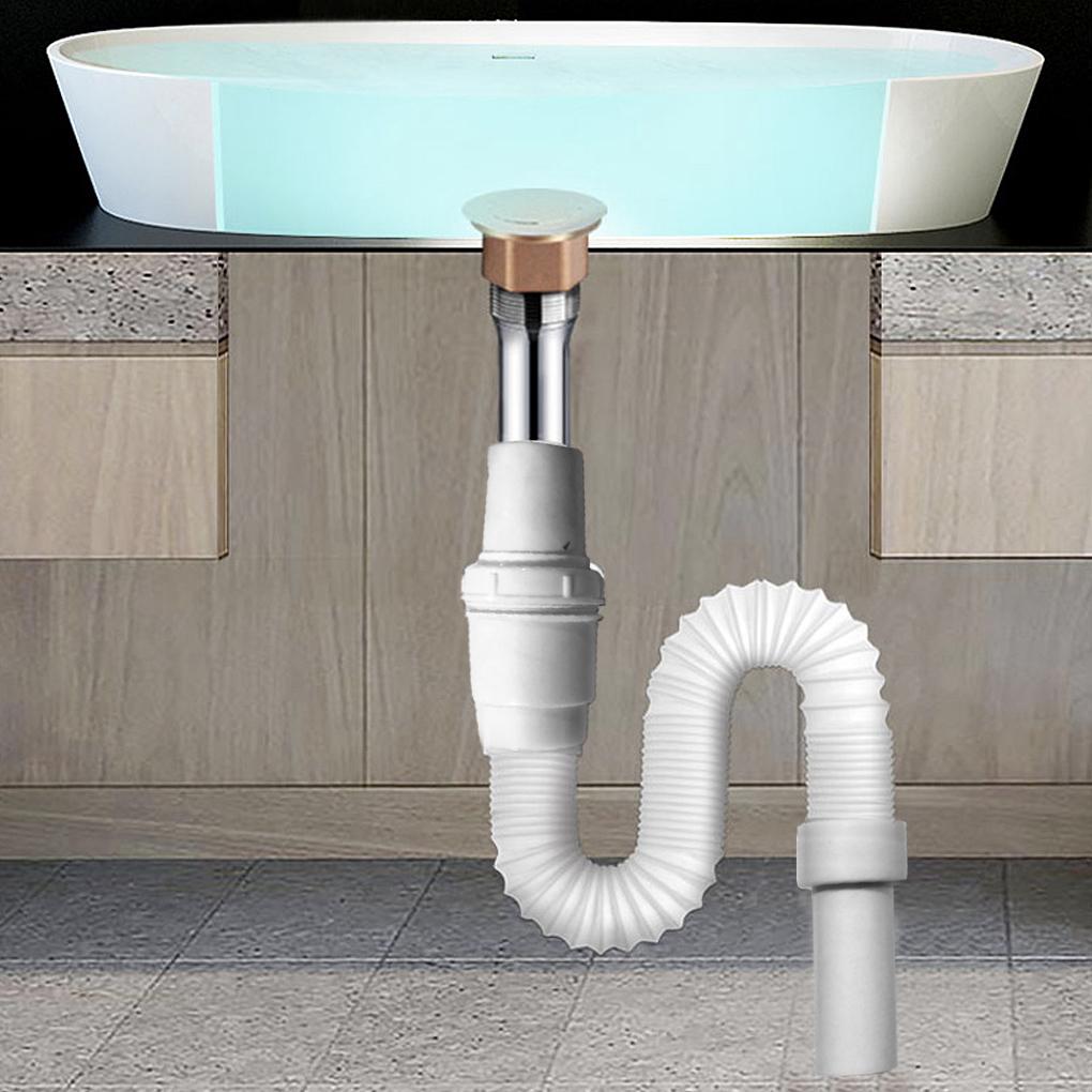 Under Sink Wash Basin Pipe Deodorization Retractable Flexible Plastic Drain Tube Kitchen Bathroom Draining Tub Plumbing