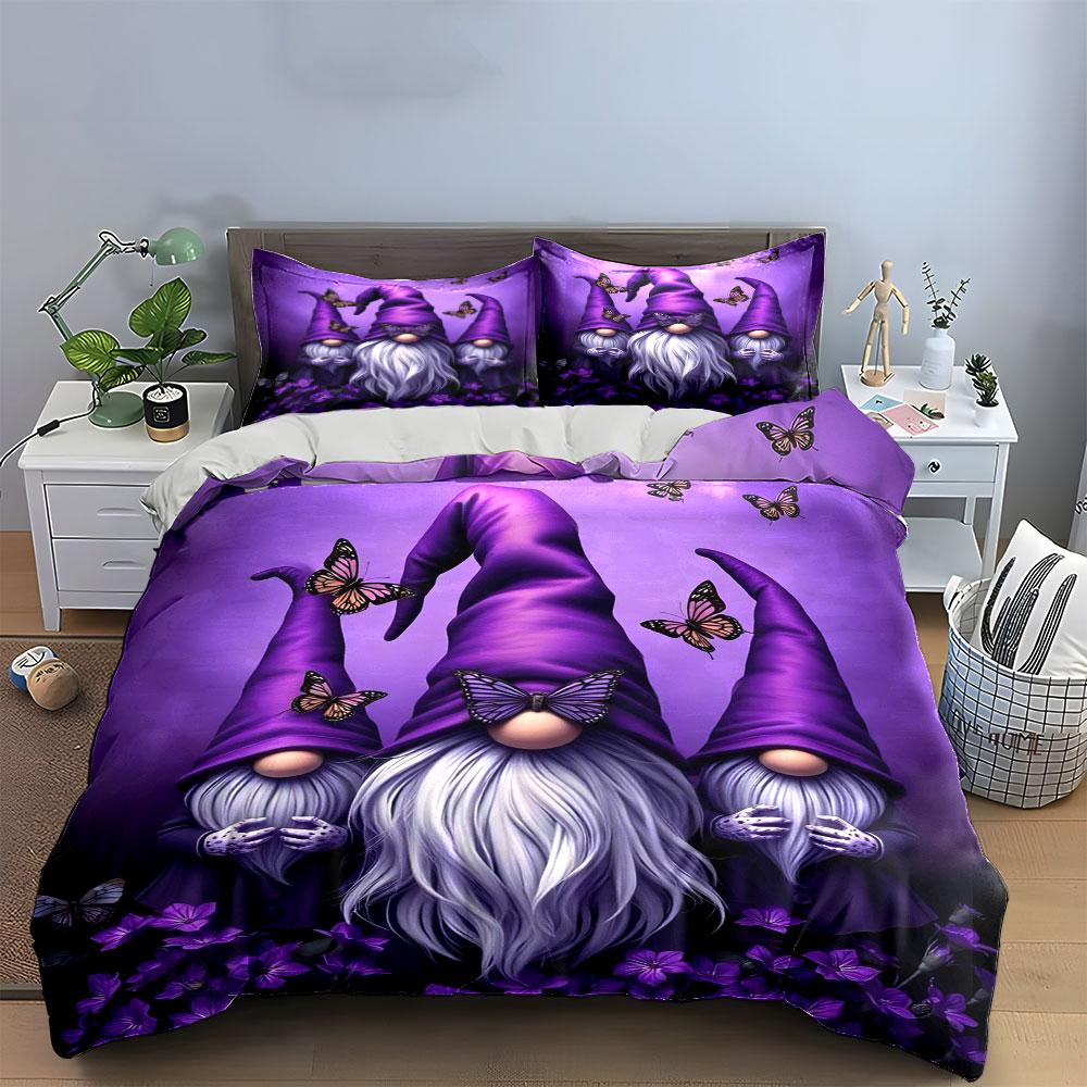 Purple Gnome Trio Decoration Set Multiple Sizes Kid'S And Adults' Bedroom Exquisite 3Pc Bedding Set, Gift