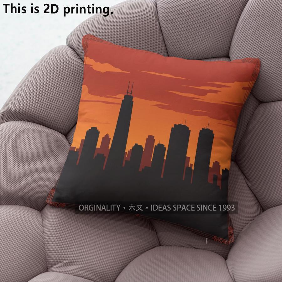 Sunset City Skyline Print Throw Pillow Covers Pattern Cushion Cover Suitable For Sofa Bedroom Car Pillow Cover
