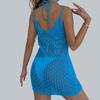 Women's Fashion Beach Solid Color Loose Beach Dress Patchwork Hollow Cover Up