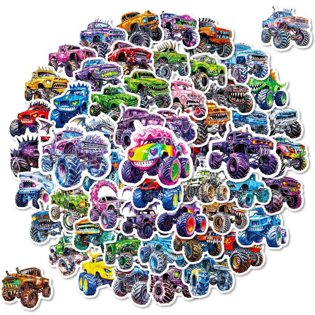 56 Wild Monster Truck Stickers Domineering Giant Tires Colorful Appearance Trendy Play Style Personality Decoration