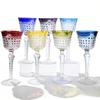 Stile Antico multi colore e cristallo di vetro tagliato a mano bicchieri da vino hock con stelo e base tagliati Decorazione Tavolo Bar di Casa