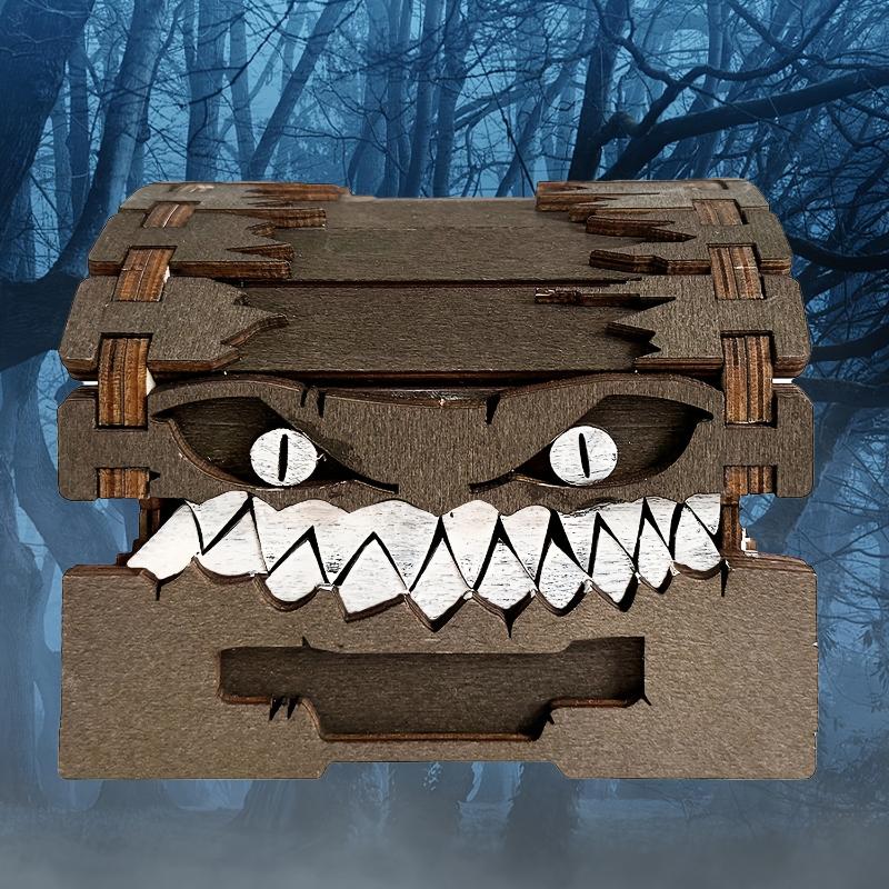 В наличии Игровые фигурки Dungeons  & Dragons Деревянная фигурка мимика Креативная фигурка монстра Сундук с сокровищами Коробка Фигурка Игрушка на Хэллоуин Подарок A