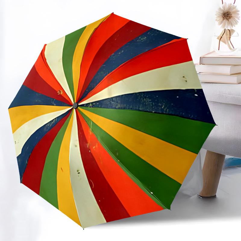 1pc Color Wheel Automatic Folding Umbrella - Design, Durable Iron Frame for Travel, Outdoor, Beach Fashion Accessory a0920046