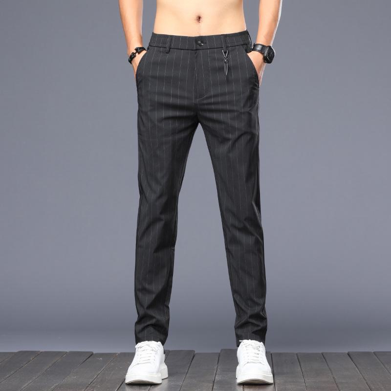Men's Casual Plaid Elastic Trousers - Korean Style