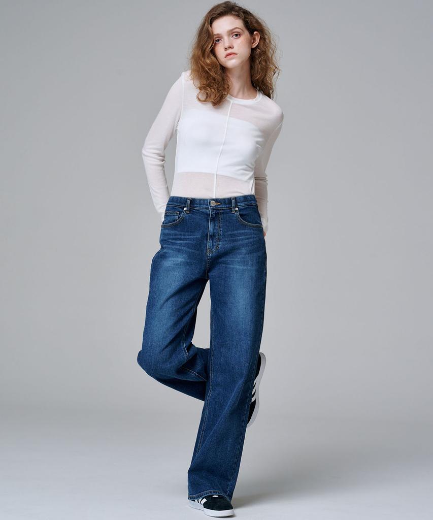 MALOUPE 9114 Mid-Rise Loose Fit Denim (Medium Indigo)