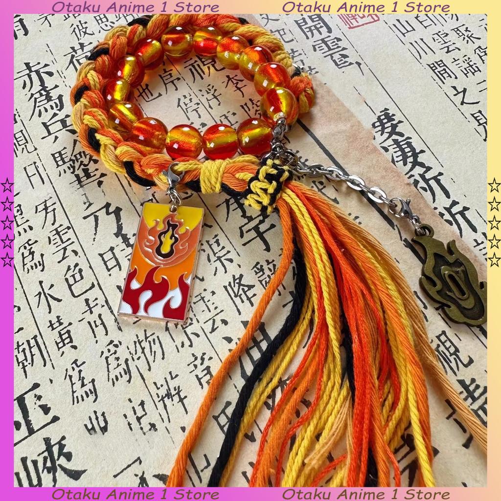 Handgefertigtes Rengoku Kyoujurou Armband Mode Dämonentöter Anime Zubehör Verstellbare Länge Unisex Armband Jungen Mädchen Geschenke