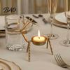 Durable Iron Craft for Bedroom Deer Shape Candle Holder, Metal Tealight Stand Dining Table Wedding Vintage Style Ornament Centerpiece, Decorative
