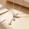 Butterfly Tassel Rhinestone Necklace, Luxury Zircon Clavicle Chain for Women
