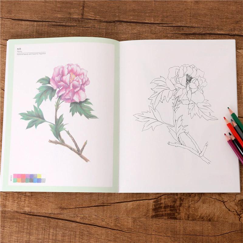 WTEMPO Flower Coloring Book for Adults & Teens High Quality Paper Artistic Floral Design with Exquisite Patterns DIY Stress-Relieving Coloring Books