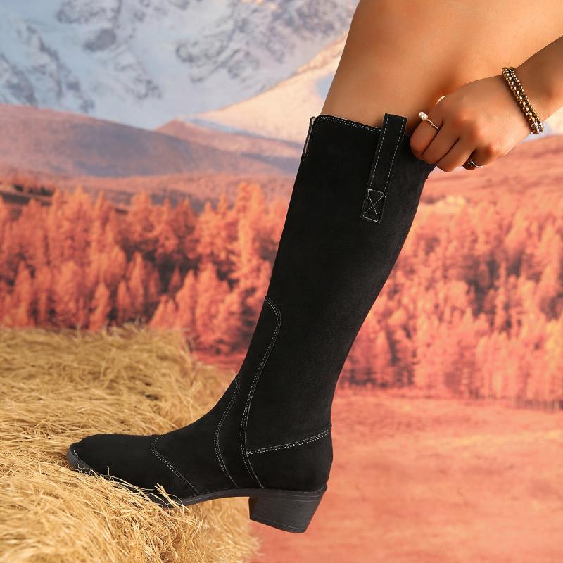 Plus Size 36-43 Western Cowboy Boots Women's Matte High Barrel Knight Boots Autumn/Winter New Long Barrel Boots