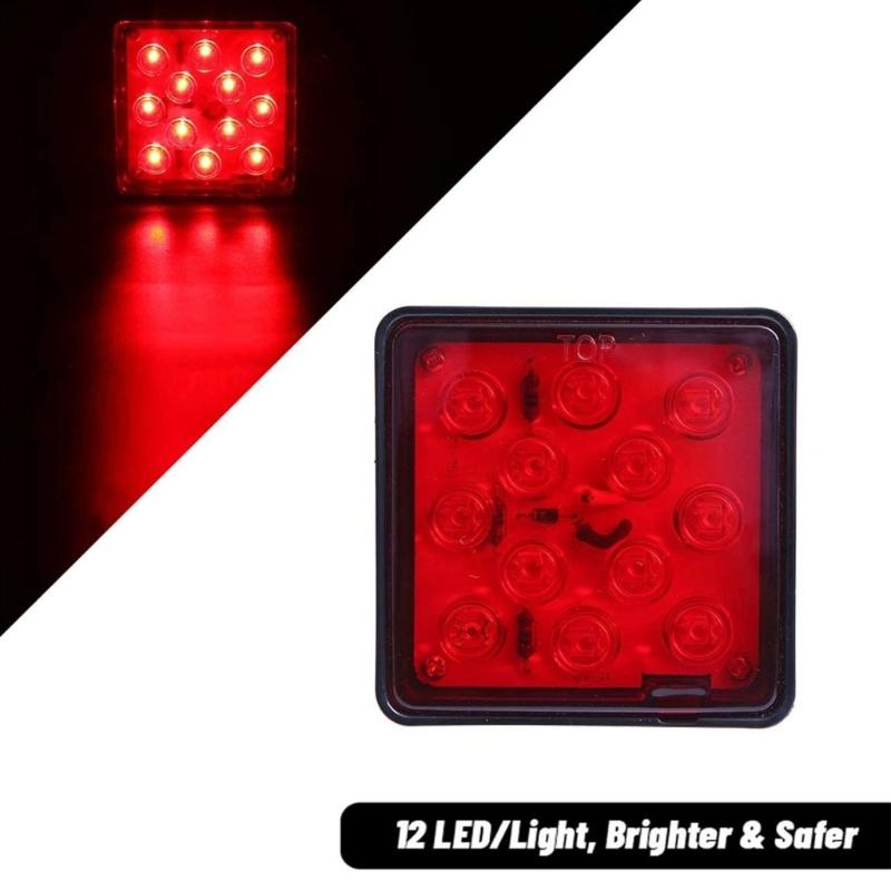 12 LED Brake Light Trailer Hitch Cover Fit Towing Hauling Standard Size Receiver Energy Saving Signal Light