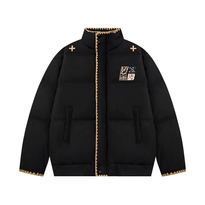 2025 Winter Ethnic Style Padded Jacket Men Women Loose Fit Thick Stand Collar Warm Coat Casual Bread Outerwear