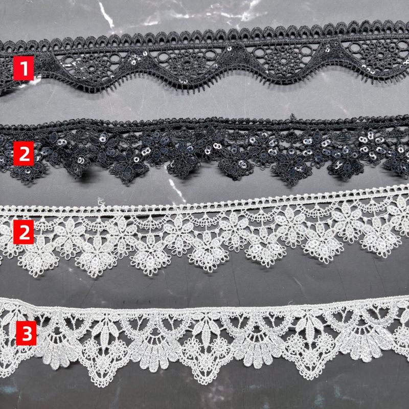 

Аксессуары Дом Женское нижнее белье Лолита Лента Аксессуары Полый Полиэстер Вышивка Кружево Бусины Маленькое Кружево Штрих-код The first black/3.7cm polyester sequined lace