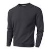 Top Masculino Casual de Malha Waffle de Gola Larga e Manga Comprida