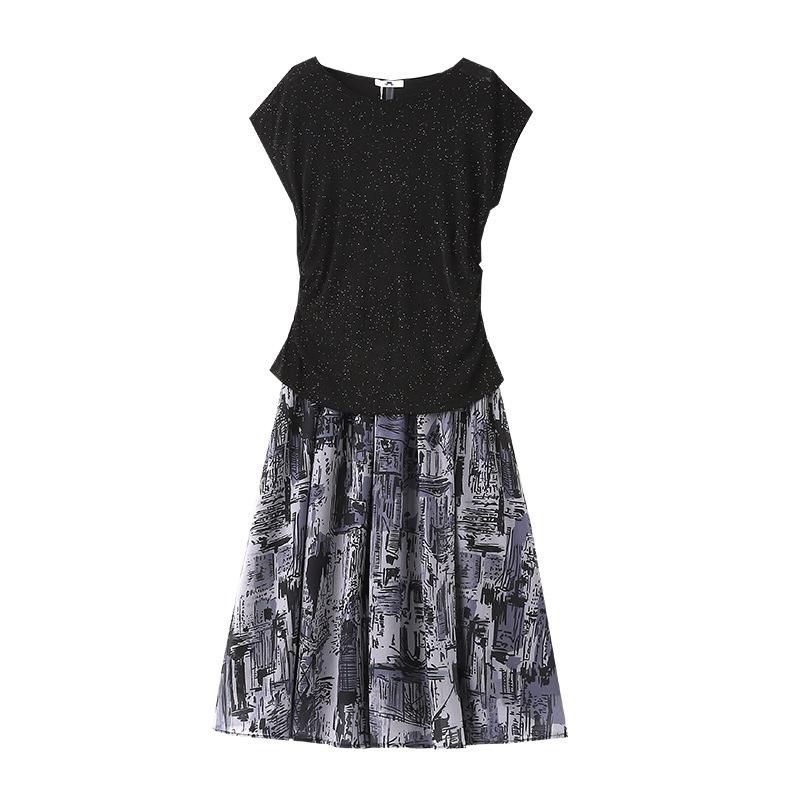 

Новое летнее женское платье больших размеров с плиссированным топом с короткими рукавами, юбкой с завышенной талией и костюмом в непринужденном стиле 6XL