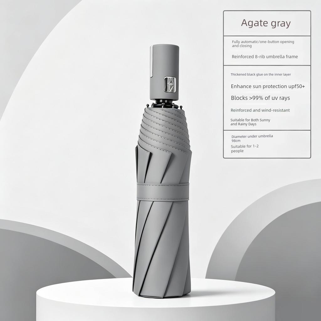 Fully Automatic Large Umbrella, Thickened and Reinforced, Foldable, Sunshade, Uv Protection, Dual-Use for Sun and Rain, Suitable for Men and Women