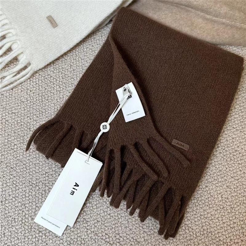 New Winter High end October Siege All Match Solid Color Wool Scarf for Women Thickened Warm Long Scarf