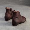 Johnature Sapatos femininos de couro legítimo, bota curta retrô confortável e de fundo plano