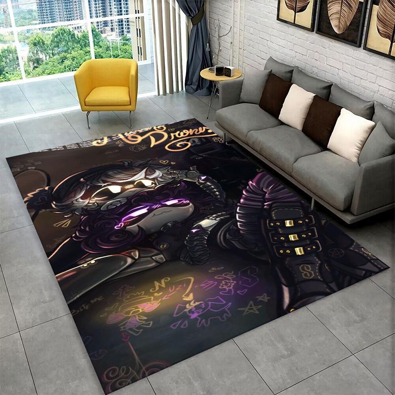 Cartoon Murder Drones Uzi V Robot Carpet Rug for Bedroom Living Room Sofa Playroom Doormat Home Decor,Kid Area Rug Non-slip