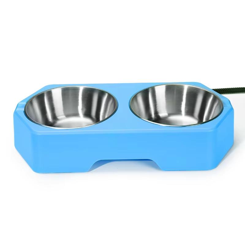 Pet constant temperature heating bowl, outdoor and indoor cat and dog constant temperature bowl, food-grade stainless steel doub