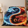 Yin Yang Symbol Chinese Tai Chi Flannel Blanket Soft Warm Throw Blanket for Bedroom Living Room Bed Travel Camping Picnic Gift