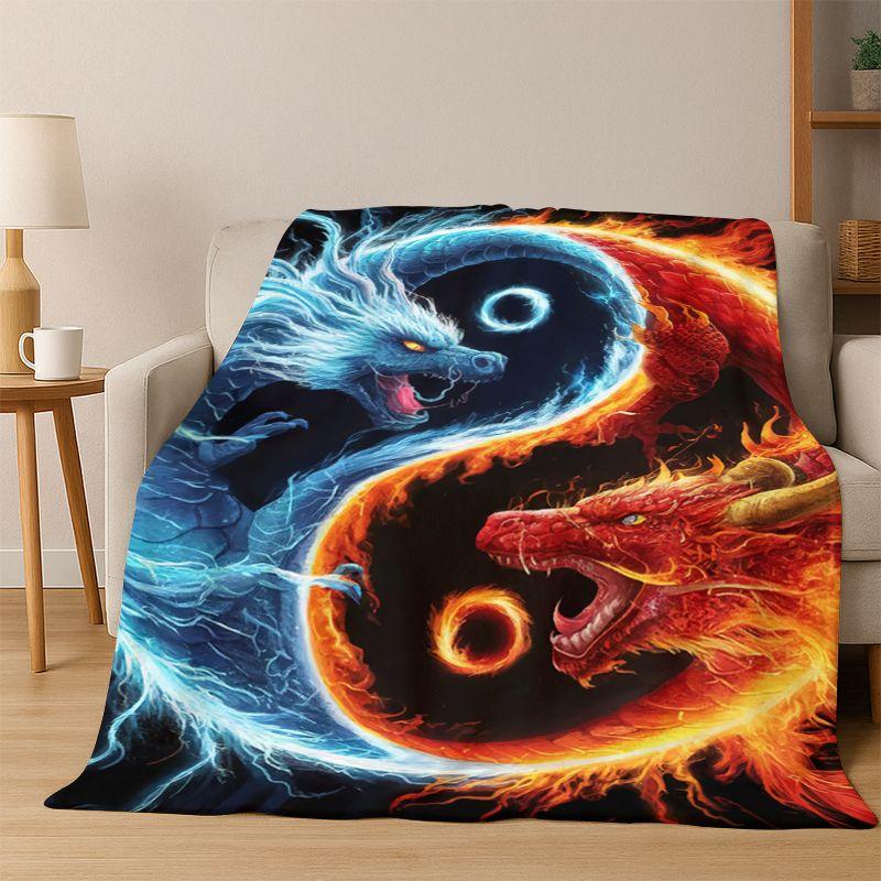 Yin Yang Symbol Chinese Tai Chi Flannel Blanket Soft Warm Throw Blanket for Bedroom Living Room Bed Travel Camping Picnic Gift