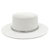 Spring and summer women's travel sunscreen straw hat fashion chain solid color beach British style jazz hat Hats