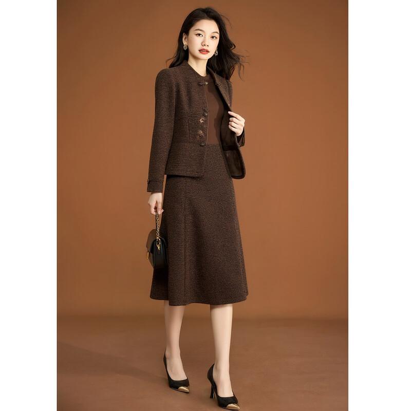Meilannie New Chinese Style Embroidered Tweed Two-Piece Dress Set M