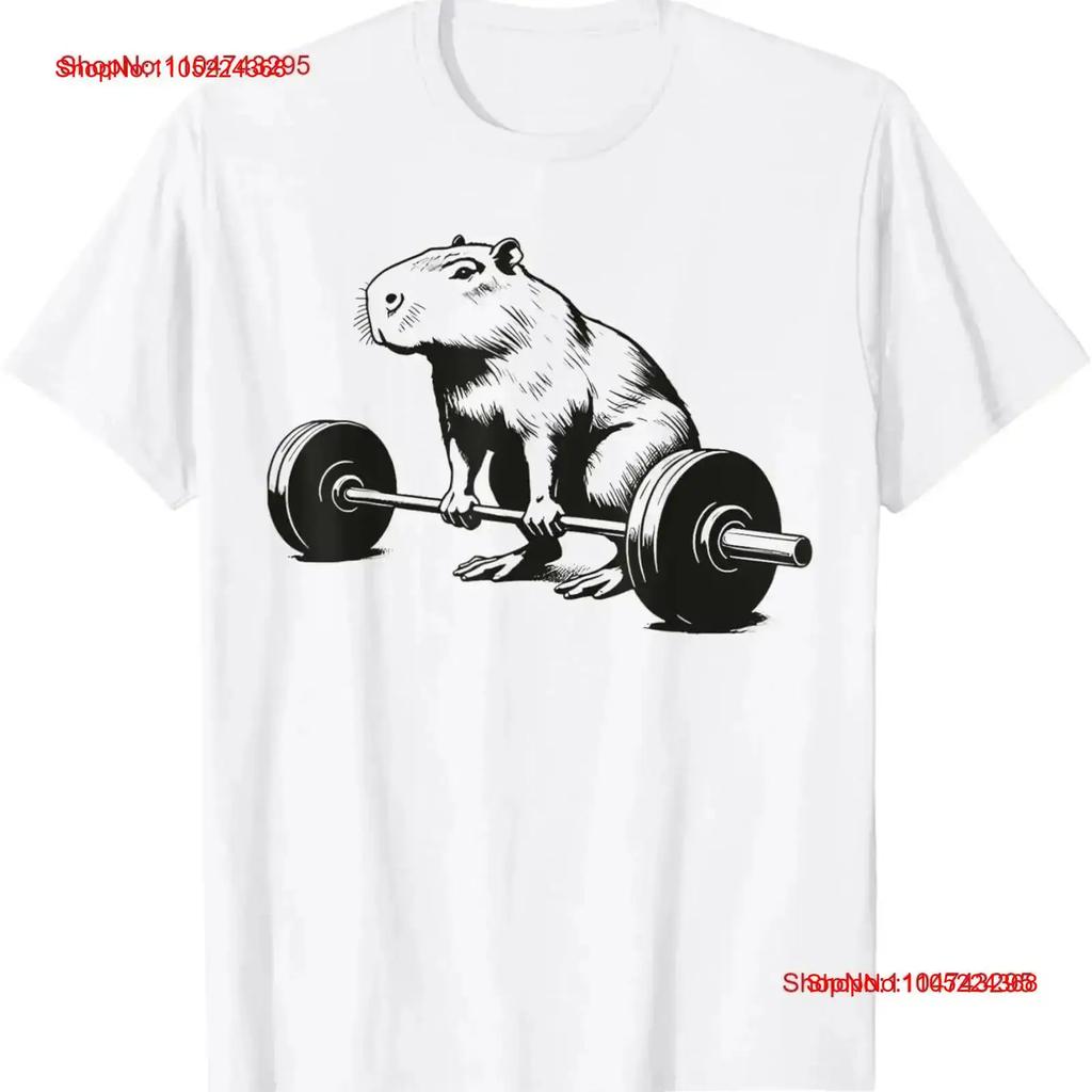 Bodybuilding Capybara Weightlifting Workout Deadlift Fitness Gym T Shirt Vintage Washed Stretched Comfortable Breathable Homme