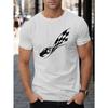 European sizes Racing Track Race Graphic Print Men's Short Sleeve Crew Neck T-Shirts, Comfy Breathable Casual Slightly Stretch Casual Tops