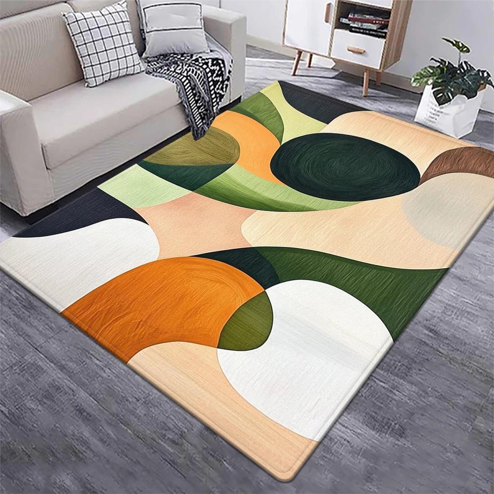 Creative Abstract Ethnic Art Area Rug Collection Unique Geometric Dot Painting Pattern Floor Mat For Living Room