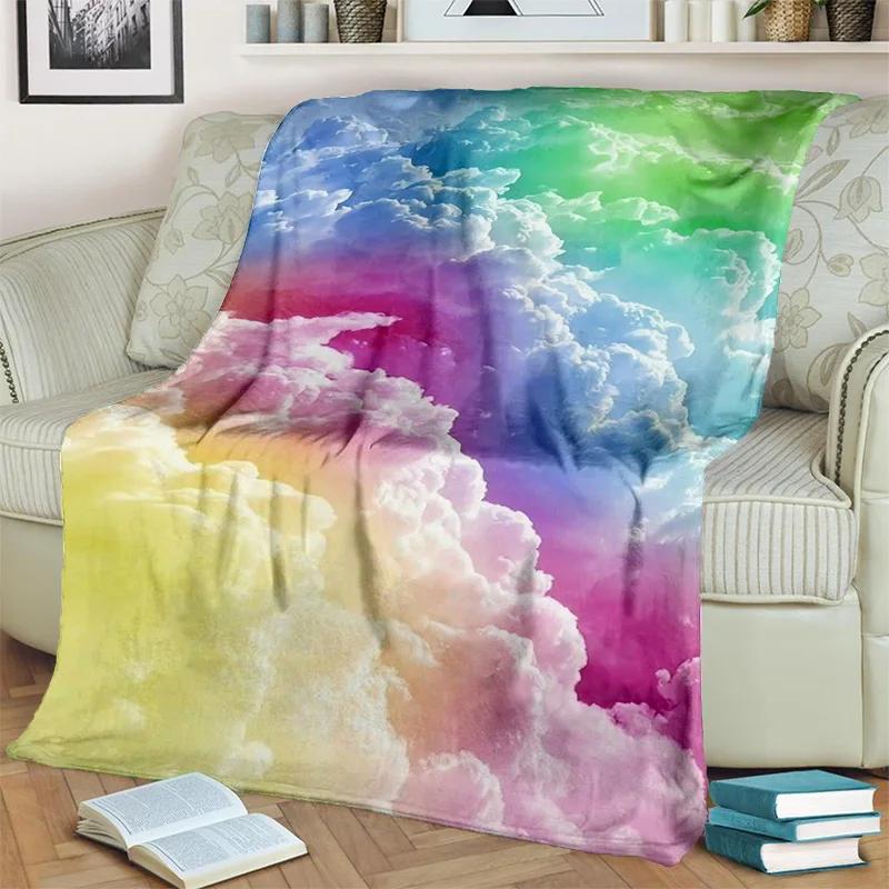 Coperta Cartone Animato 3D Colori Arcobaleno Illusione, Morbida Coperta da Divano per Casa Camera da Letto Letto Divano Picnic Viaggio Ufficio Coperta per Bambini
