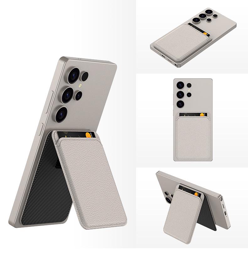

Card Holder with Magnetic Bracket for Samsung S25/S26 Series: Cross-Border Style Back Sticker Card Clip Universal Magnetic Folding Card Holder