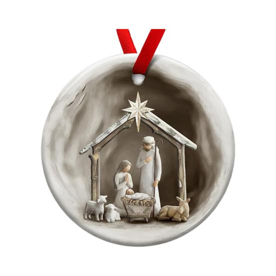 Nativity Scene Christmas Ornaments The Birth of Jesus Christmas Tree Ornaments Religious Holy Family Decor for Christian Gifts