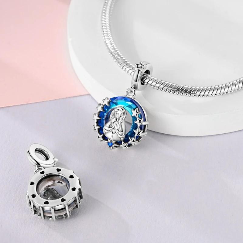 Anniversary Copper Blue Life Tree Evil Eye Sun Round Charms Pendants Fit Original Bracelets Diy Jewelry