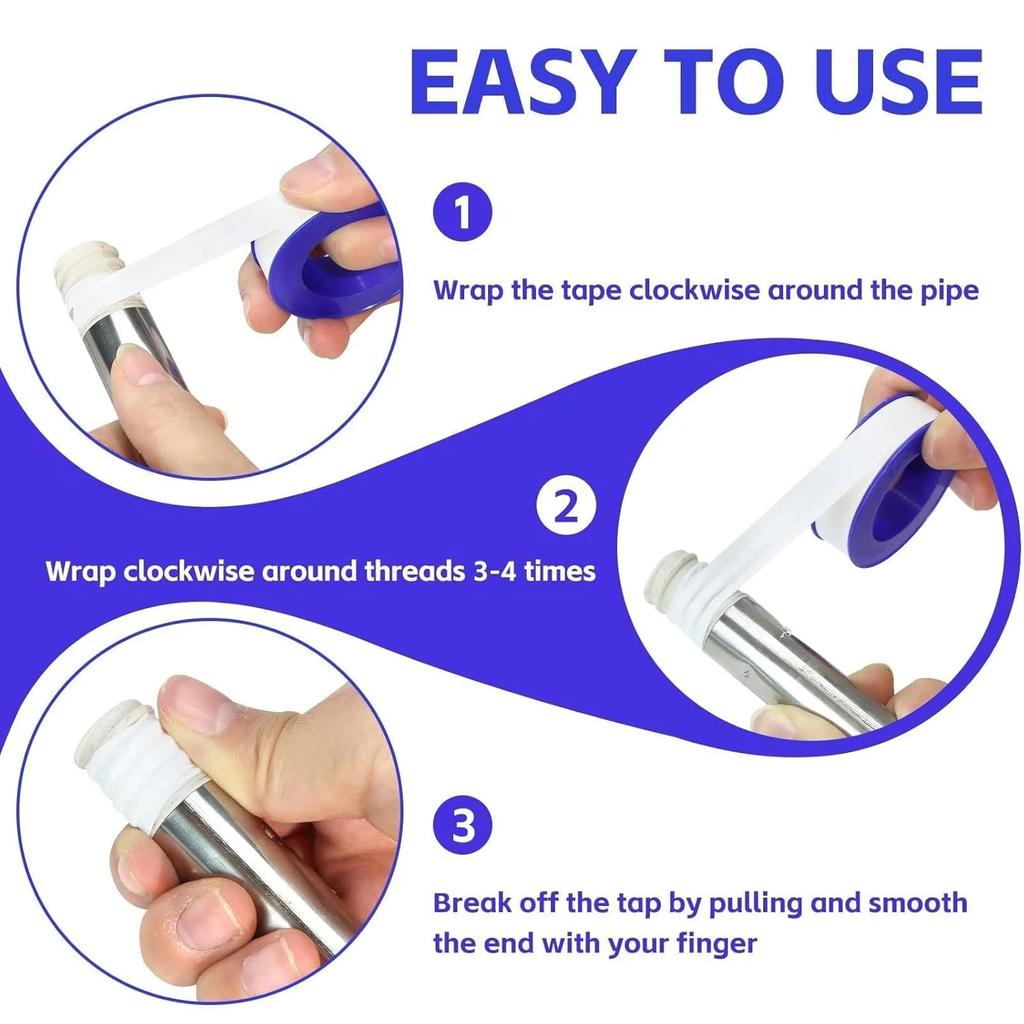 PTFE Sanitär Gewindedichtband Ölfrei Auslaufsicher Abwasserstopfen Wasserrohr Wasserhahn Reparaturwerkzeug Klebstoffe Dichtstoffe