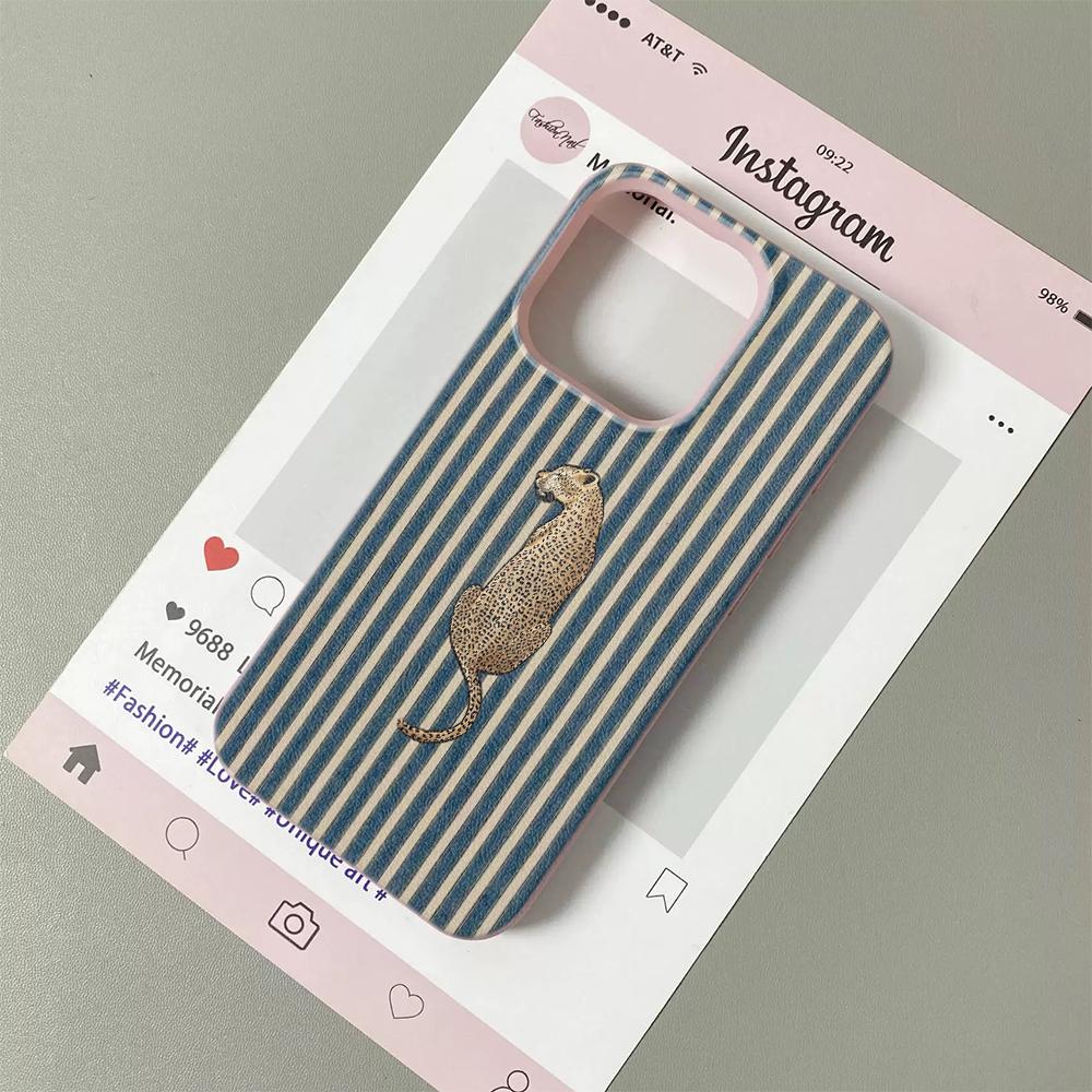 

Striped Cheetah Phone Case Suitable For IPhone 17 Pro Max Air 16 15 Plus 14 13 12 11 Case Cover Funda For IPhone 16 15 14 Plus iphone 15 Pro