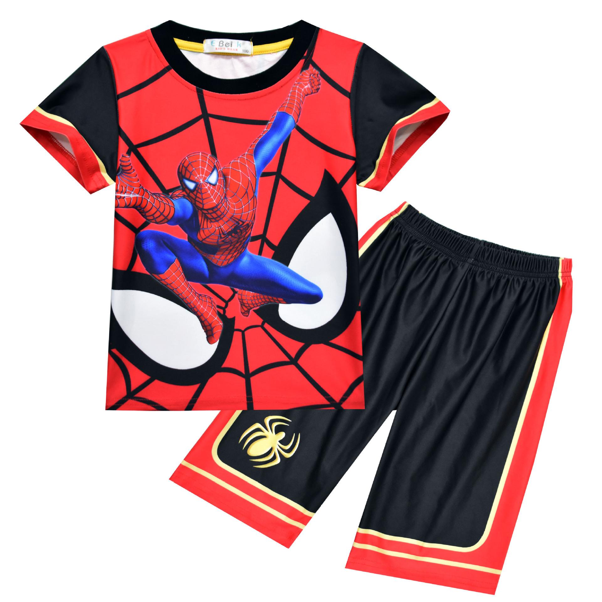 Cartoon Digital Printing Boys  Loungewear Pajamas Short-Sleeved Top + Pants Set 521 100