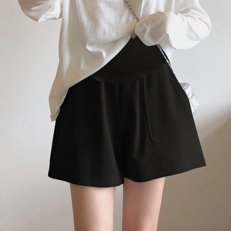 

Summer Maternity Shorts, Loose Belly Support, Three-Quarter Length, Casual Sports Pants, Thin Wide-Leg Base Layer Large [suitable for 110-135 lbs] чёрный