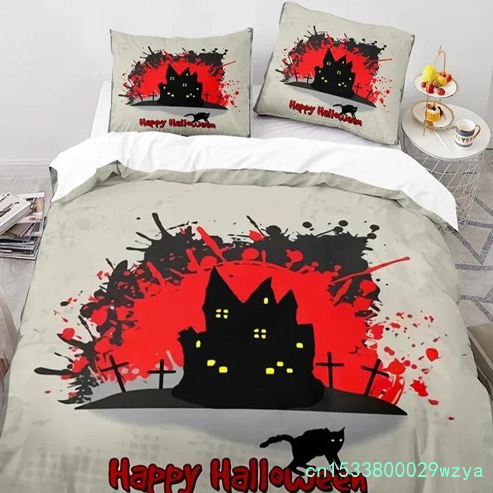 Halloween Kürbis Horror Festival Fledermaus Bettwäsche Set Jungen Mädchen Einzelbett Queen Size Bettbezug Kissenbezug Bett Kinder Erwachsene