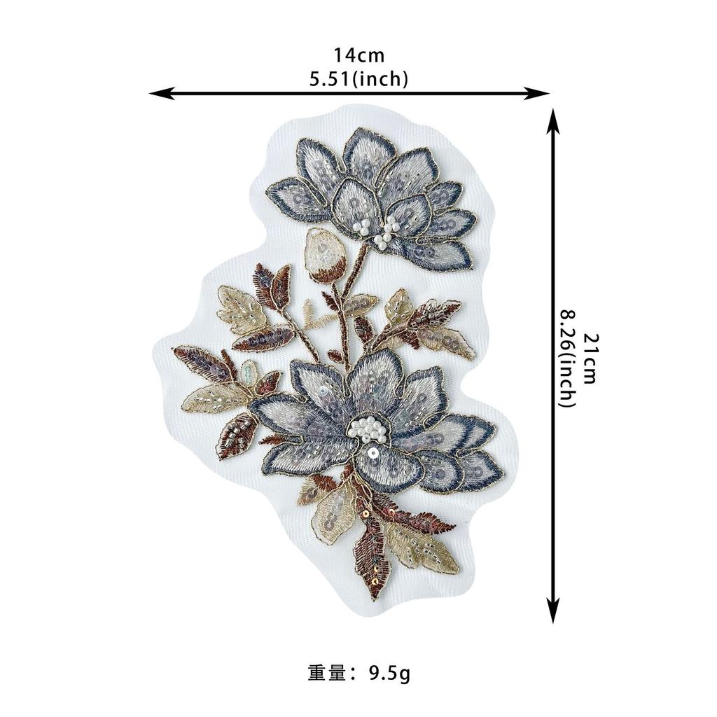 Embroidery Applique Multi-Color Three-Dimensional Flower Bead Sequined Cloth Sticker Clothing Top Skirt Luggage Cloth Sticker Accessories