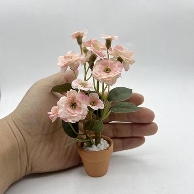 1Pcs 1:12 Dollhouse Home Model Decor Toy Miniature Rose Potted Plant Flowerpot Bonsai Doll House Accessories