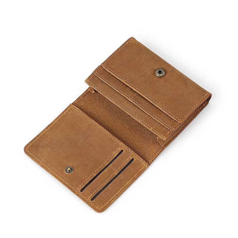 Porta-Cartões de Couro Genuíno com Slots Múltiplos e Proteção RFID - Carteira Retro Crazy Horse para Homens e Mulheres
