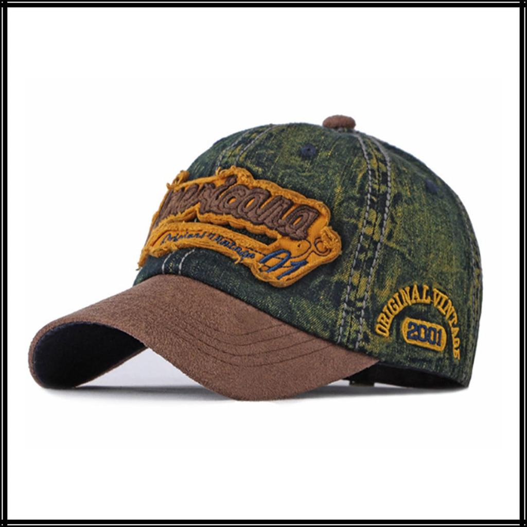 Baseball Antique Denim CA870 [White Fang] Hat, Cap, Logo, Cap, 3D, Stylish, Cool, Men's (Light Blue)