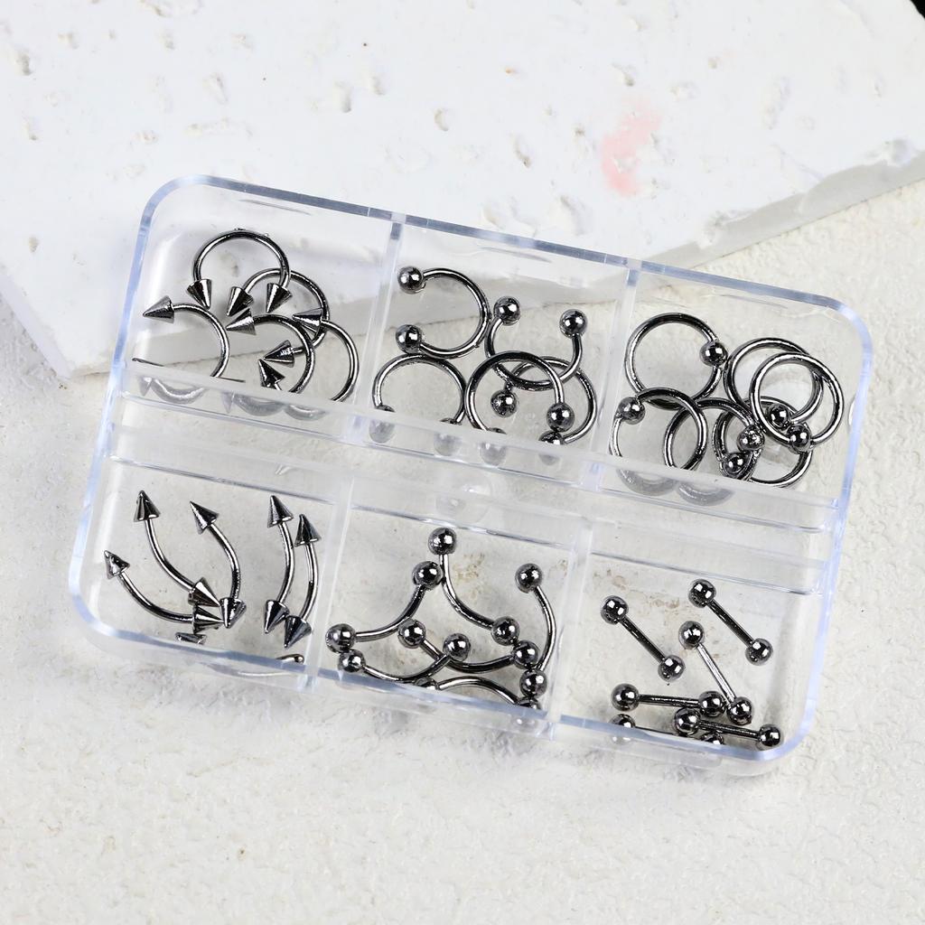 30pcs 6Grids Mixed Shaped Punk Arrow Nail Rivets Zinc Alloy Jewelry Y2k Nails Supplies DIY Nail Art Decoration Cool Style