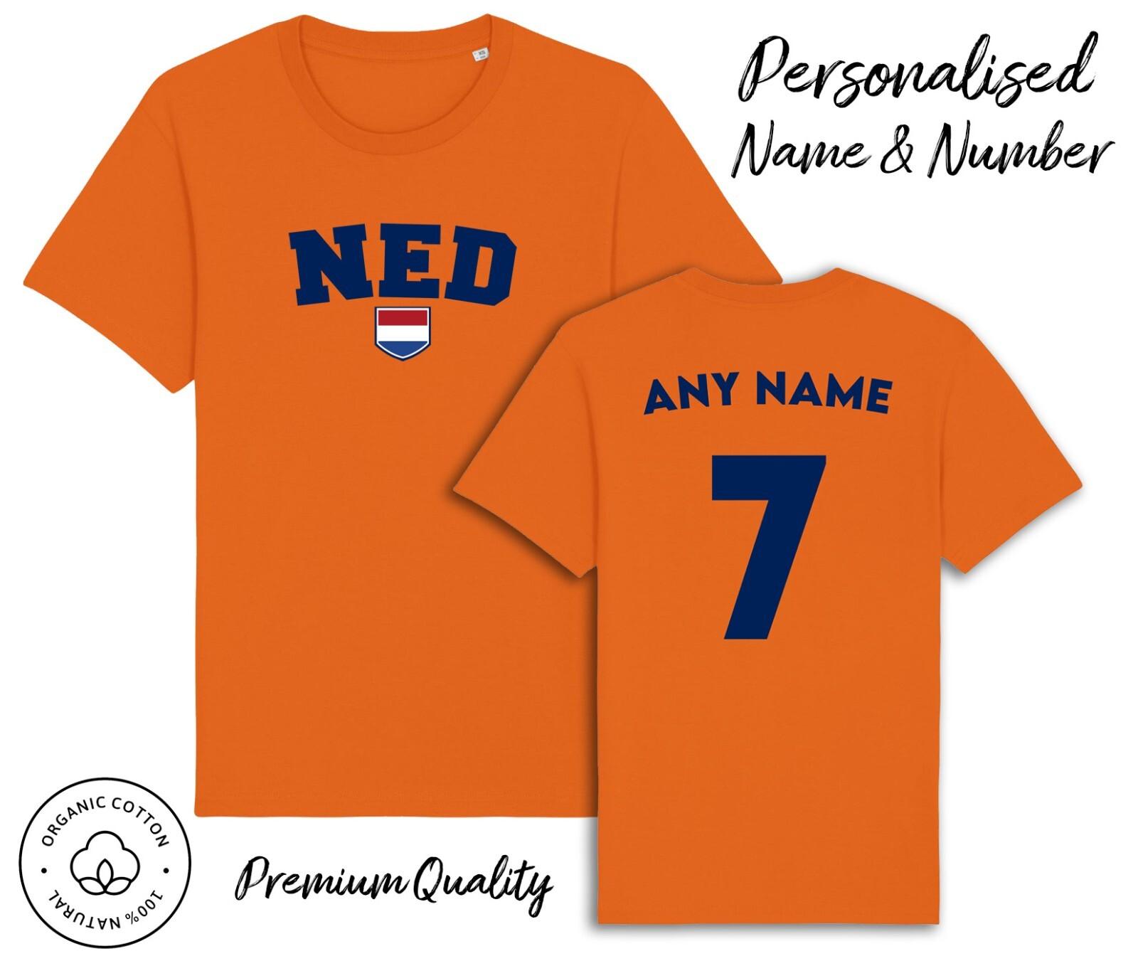 Netherlands T-Shirt Mens Womens Tees Top 2024 Personalised Name and No Adult Baby, Football Euro M